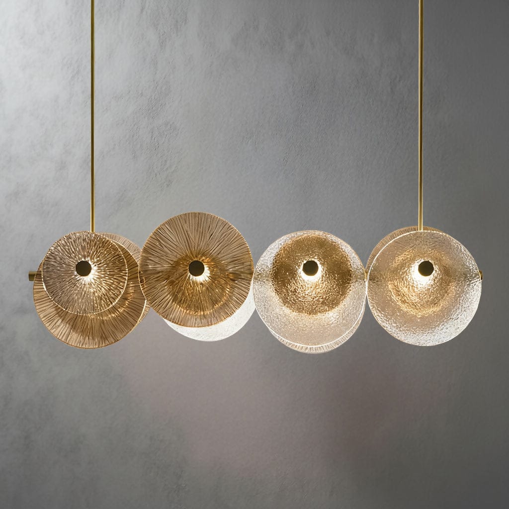 Round Gold Glass Chandelier
