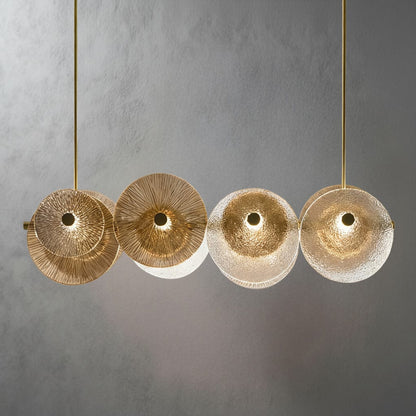 Round Gold Glass Chandelier