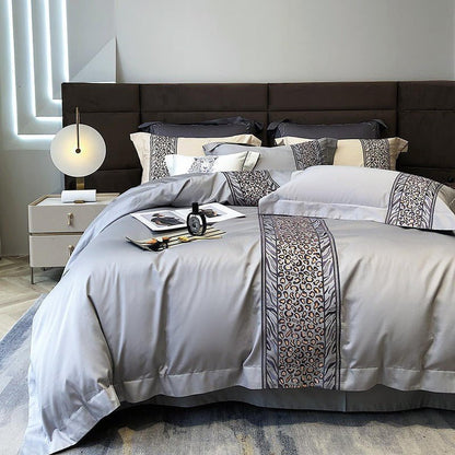 Leopard Grey Duvet Cover Set (Long-Staple Sateen Cotton)