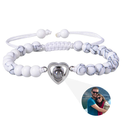 Beaded Heart Photo Bracelet