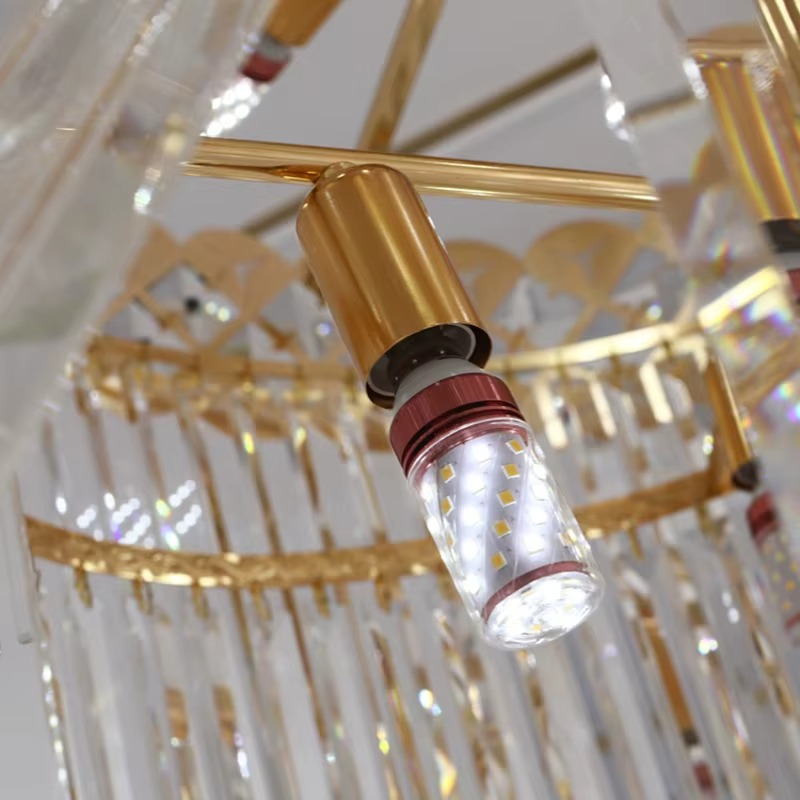 Éclairage Chandelle Moderne à Escalier en Cristal