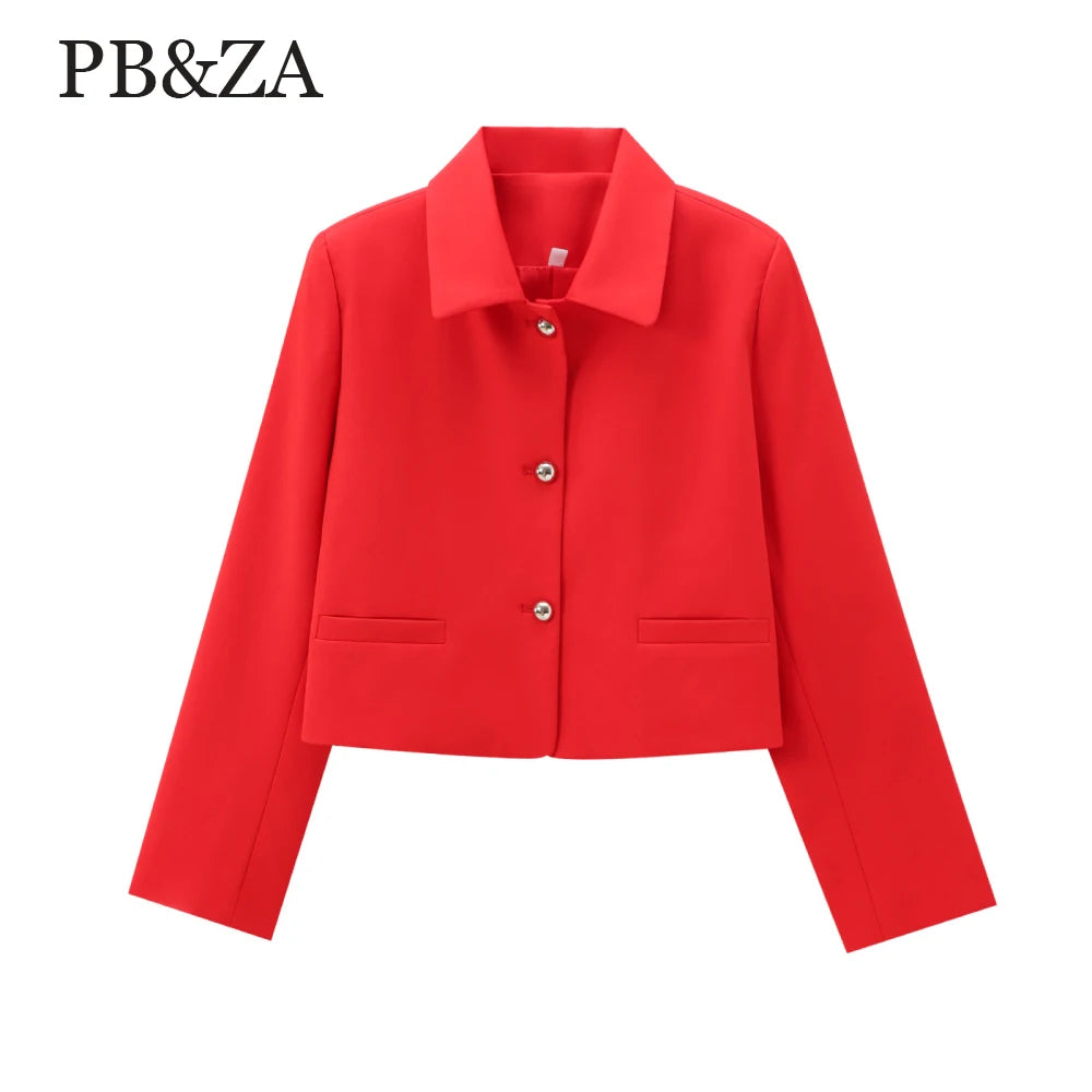 PB&ZA women's loose fitting collar top with long sleeves and buttons spring and summer new style stylish jacket