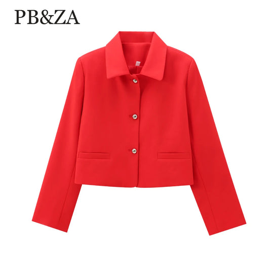 PB&ZA women's loose fitting collar top with long sleeves and buttons spring and summer new style stylish jacket