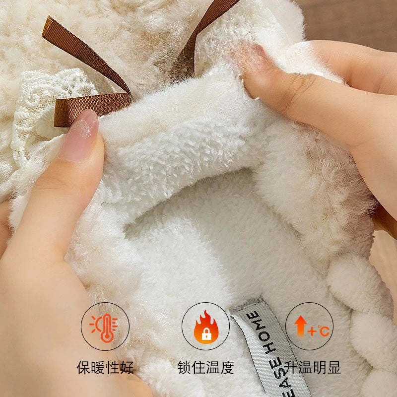 Plush Bow Comfort Slippers
