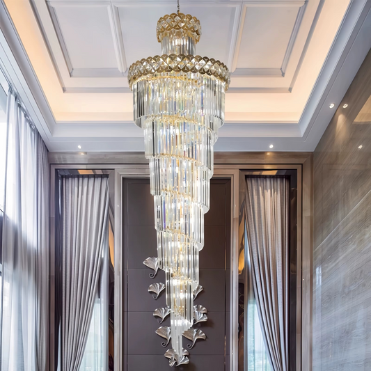 Éclairage Chandelle Moderne à Escalier en Cristal