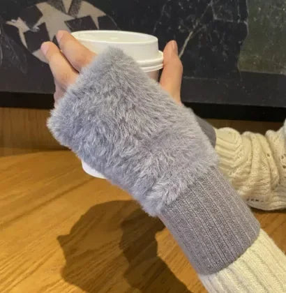 Mink Fleece Fingerless Gloves