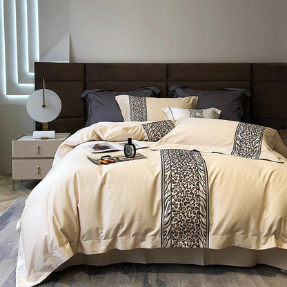 Leopard Grey Duvet Cover Set (Long-Staple Sateen Cotton)