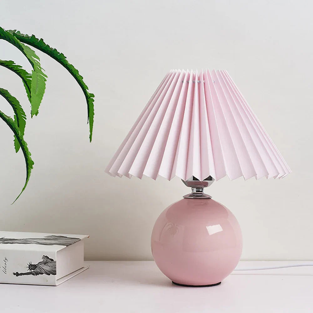 Modern Blue Vintage Pleated Table Lamp