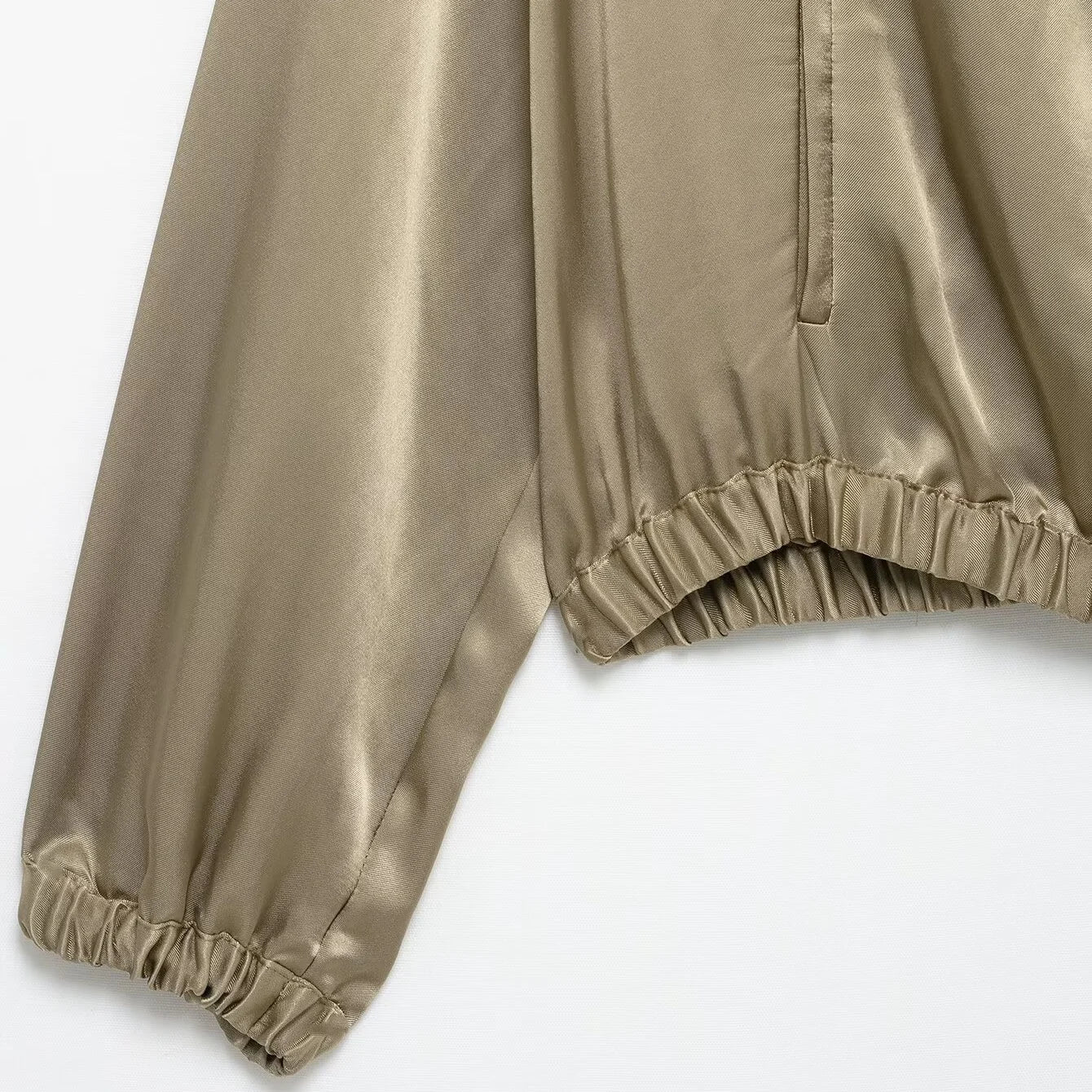 2025 Myst&Za Summer New Jacket Stand up Collar with Mushroom Edge Stacked Decoration Khaki Short Jacket Top