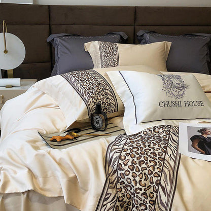 Leopard Grey Duvet Cover Set (Long-Staple Sateen Cotton)