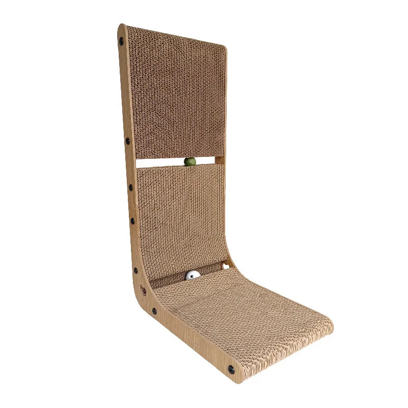 L-shaped cat scratch board vertical wall mounted durable and not easy to fall debris with bell shaped ball cat mint pet toys