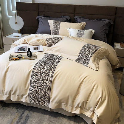 Leopard Grey Duvet Cover Set (Long-Staple Sateen Cotton)