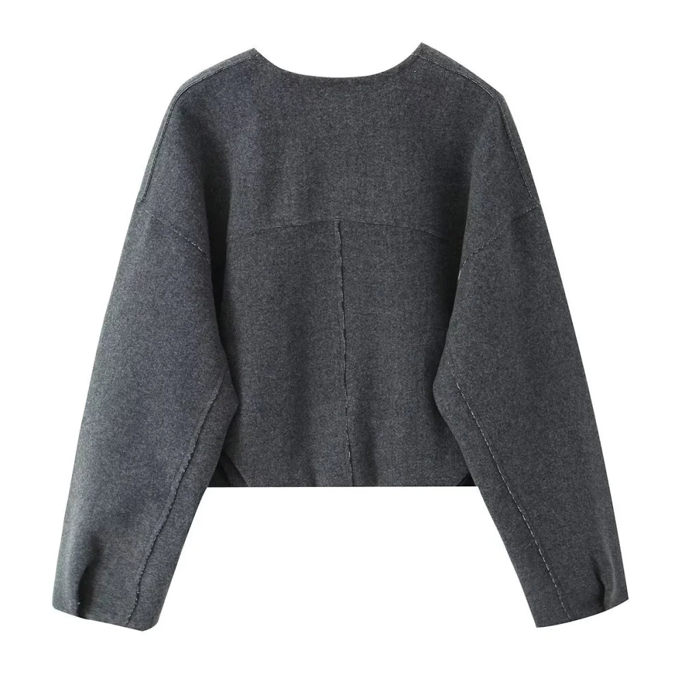 PB&ZA Women's Embroidered Pilot Jacket Round Neck Long Sleeve Zipper Autumn/Winter New Fashion Jacket