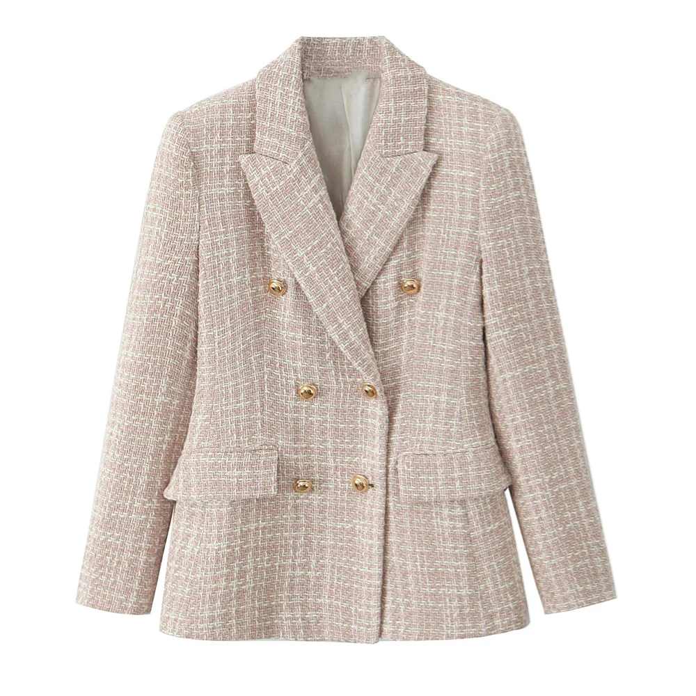 PB&ZA women's clothing 2024 autumn and winter new style Chanel style pattern long-sleeved lapel short casual jacket