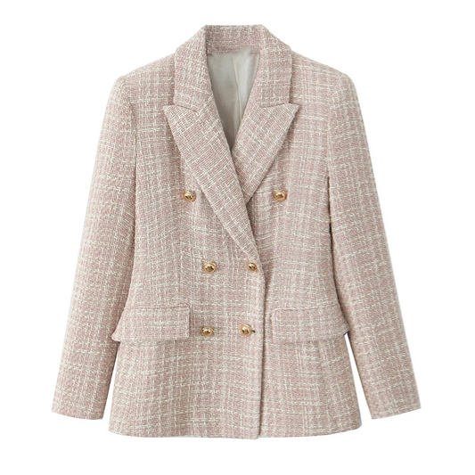 PB&ZA women's clothing 2024 autumn and winter new style Chanel style pattern long-sleeved lapel short casual jacket