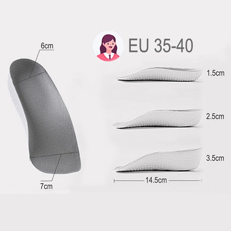 Plantillas ortopédicas para aumento de altura, almohadillas para aumento de altura, espuma viscoelástica transpirable, 7 puntos