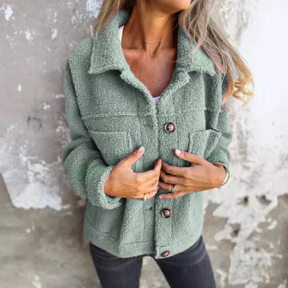 Warm knitted sweater with buttons