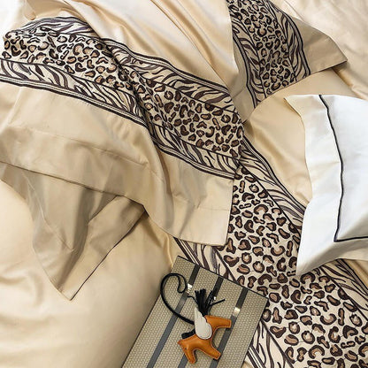 Leopard Grey Duvet Cover Set (Long-Staple Sateen Cotton)