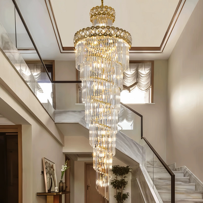 Éclairage Chandelle Moderne à Escalier en Cristal