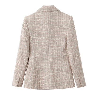 PB&ZA women's clothing 2024 autumn and winter new style Chanel style pattern long-sleeved lapel short casual jacket