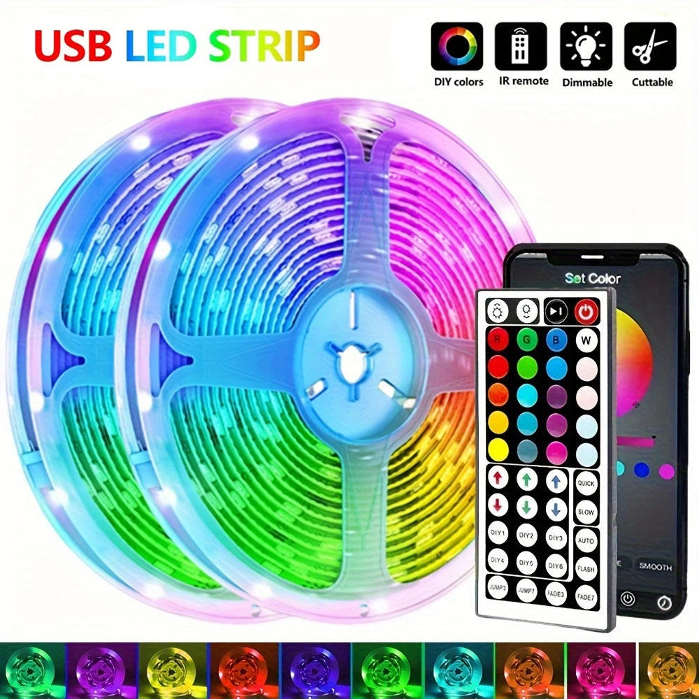 5050 16/LED Strip Lights Bluetooth App IR Control RGB USB Bright Best Suit For Bedroom TV Wall And Living Room Decoration Party