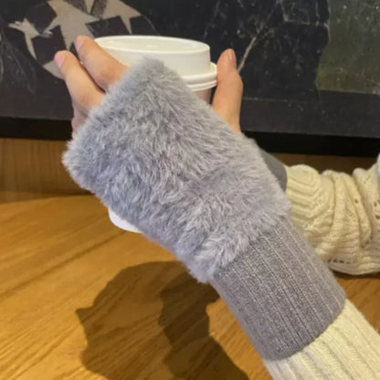 Mink Fleece Fingerless Gloves