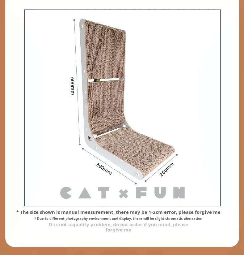L-shaped cat scratch board vertical wall mounted durable and not easy to fall debris with bell shaped ball cat mint pet toys