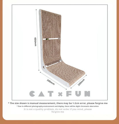 L-shaped cat scratch board vertical wall mounted durable and not easy to fall debris with bell shaped ball cat mint pet toys
