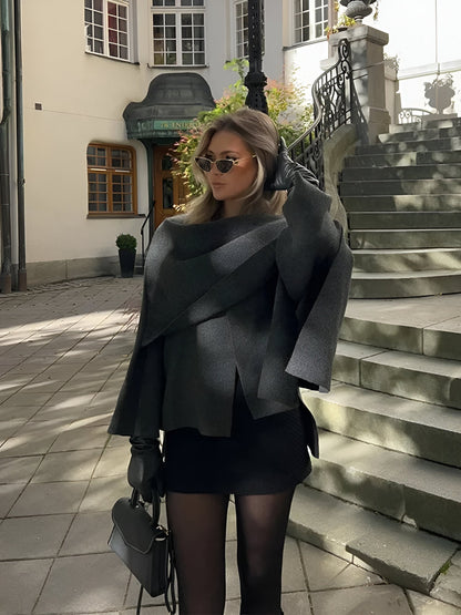 ATHENA | MANTEAU À COL EN ÉCHARPE