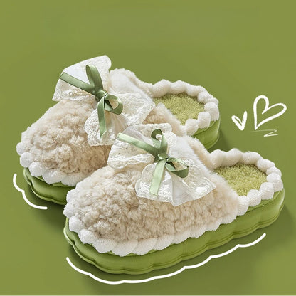 Plush Bow Comfort Slippers