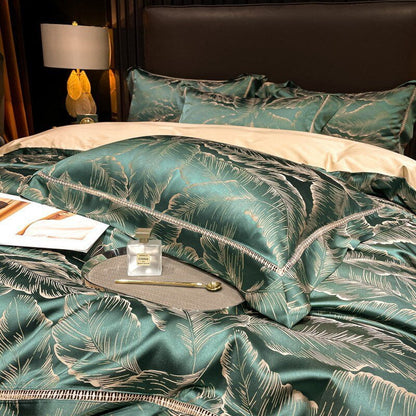 Verdant Leavescape Duvet Cover Set (Long-Staple Sateen Cotton)