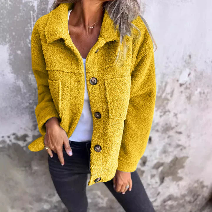 Warm knitted sweater with buttons
