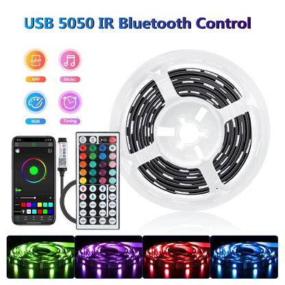 5050 16/LED Strip Lights Bluetooth App IR Control RGB USB Bright Best Suit For Bedroom TV Wall And Living Room Decoration Party