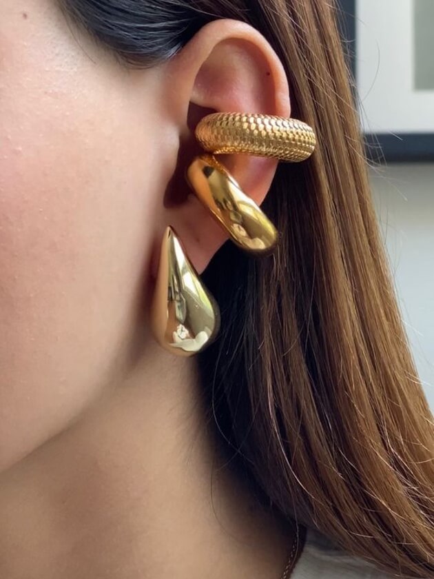 Elowen - 14k Gouden Geplooide Oorbellen
