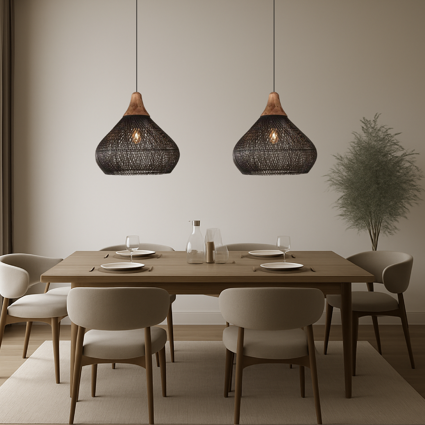 Élégant Plafonnier Design Japonais