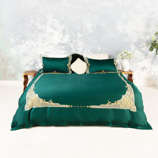 Vienna Green Duvet Cover Set (Long-staple Sateen Cotton)