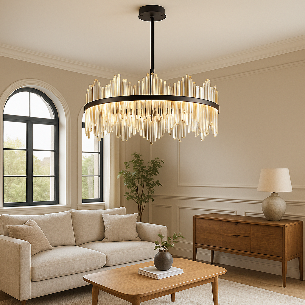 Elegance Éclatante : Lustre en Cristal Noir Terri