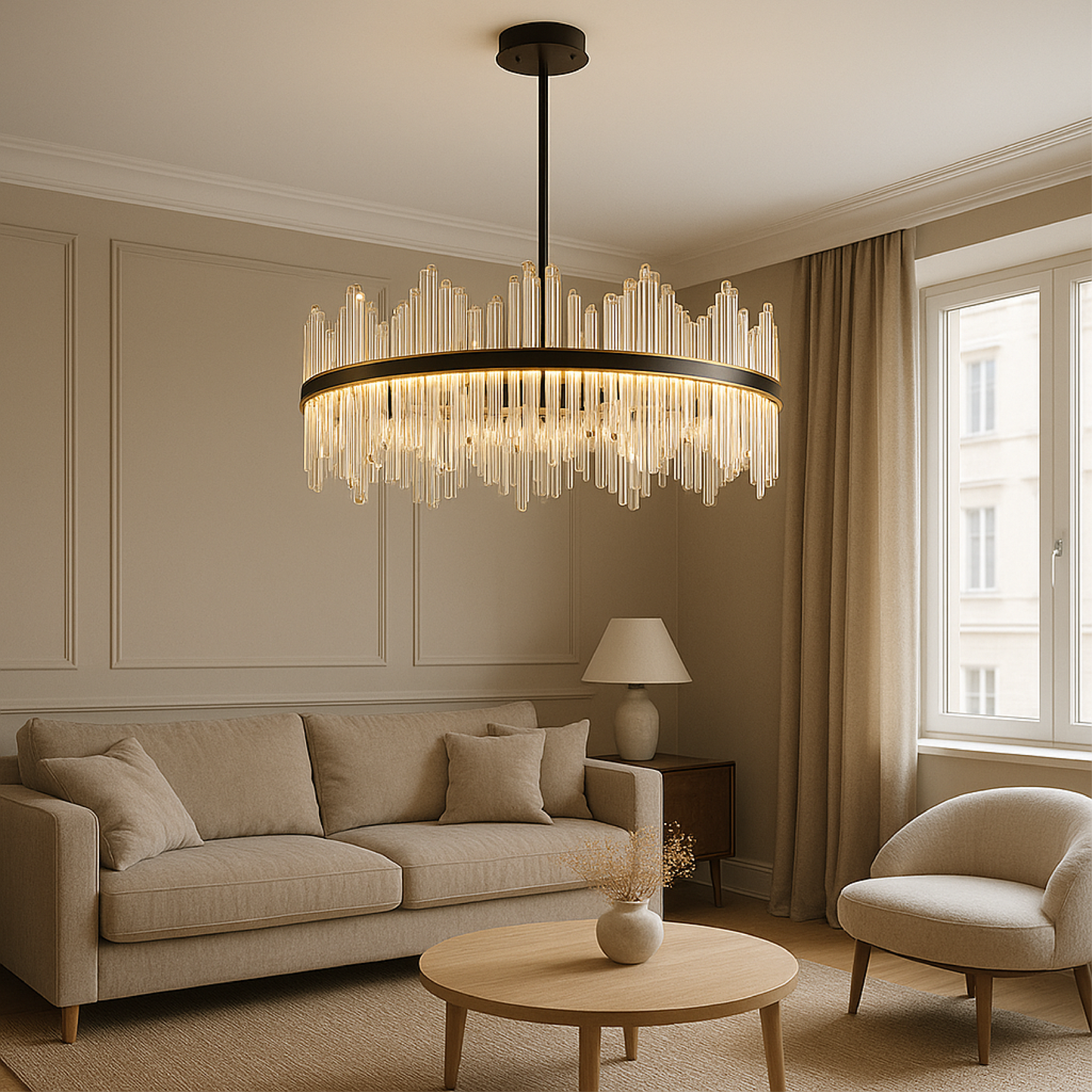 Elegance Éclatante : Lustre en Cristal Noir Terri