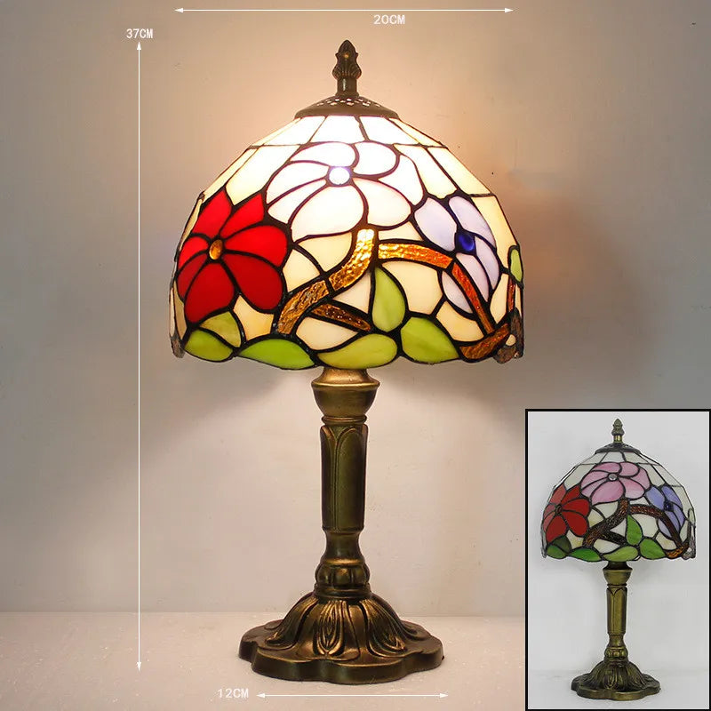 RadiantHue Tiffany Desk/Table Lamp - Luxyecs | Stained Glass Shade | Adjustable Base | Art Deco Style | Home Office & Living Room