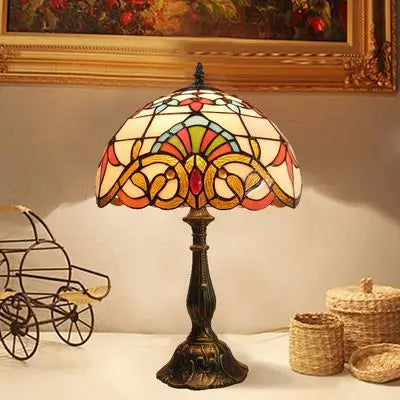 RadiantHue Tiffany Desk/Table Lamp - Luxyecs | Stained Glass Shade | Adjustable Base | Art Deco Style | Home Office & Living Room