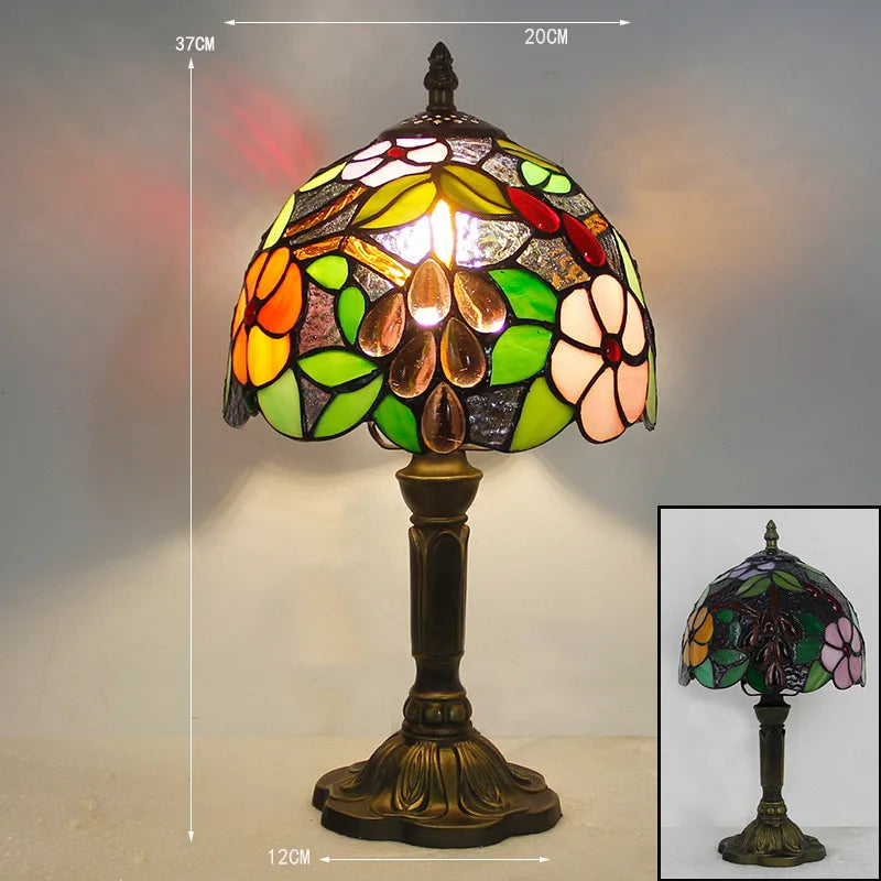 RadiantHue Tiffany Desk/Table Lamp - Luxyecs | Stained Glass Shade | Adjustable Base | Art Deco Style | Home Office & Living Room