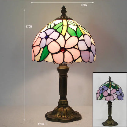 RadiantHue Tiffany Desk/Table Lamp - Luxyecs | Stained Glass Shade | Adjustable Base | Art Deco Style | Home Office & Living Room