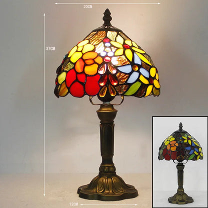 RadiantHue Tiffany Desk/Table Lamp - Luxyecs | Stained Glass Shade | Adjustable Base | Art Deco Style | Home Office & Living Room
