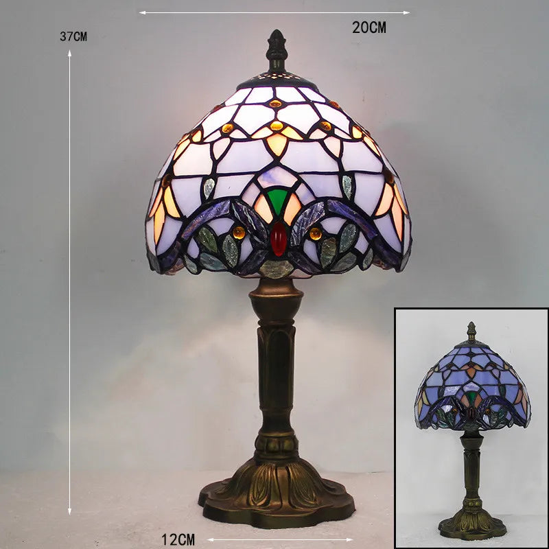 RadiantHue Tiffany Desk/Table Lamp - Luxyecs | Stained Glass Shade | Adjustable Base | Art Deco Style | Home Office & Living Room