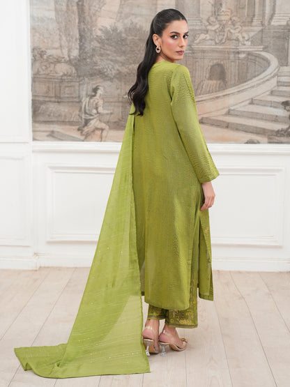 3 Piece Raw Silk Suit-Embroidered (Unstitched)