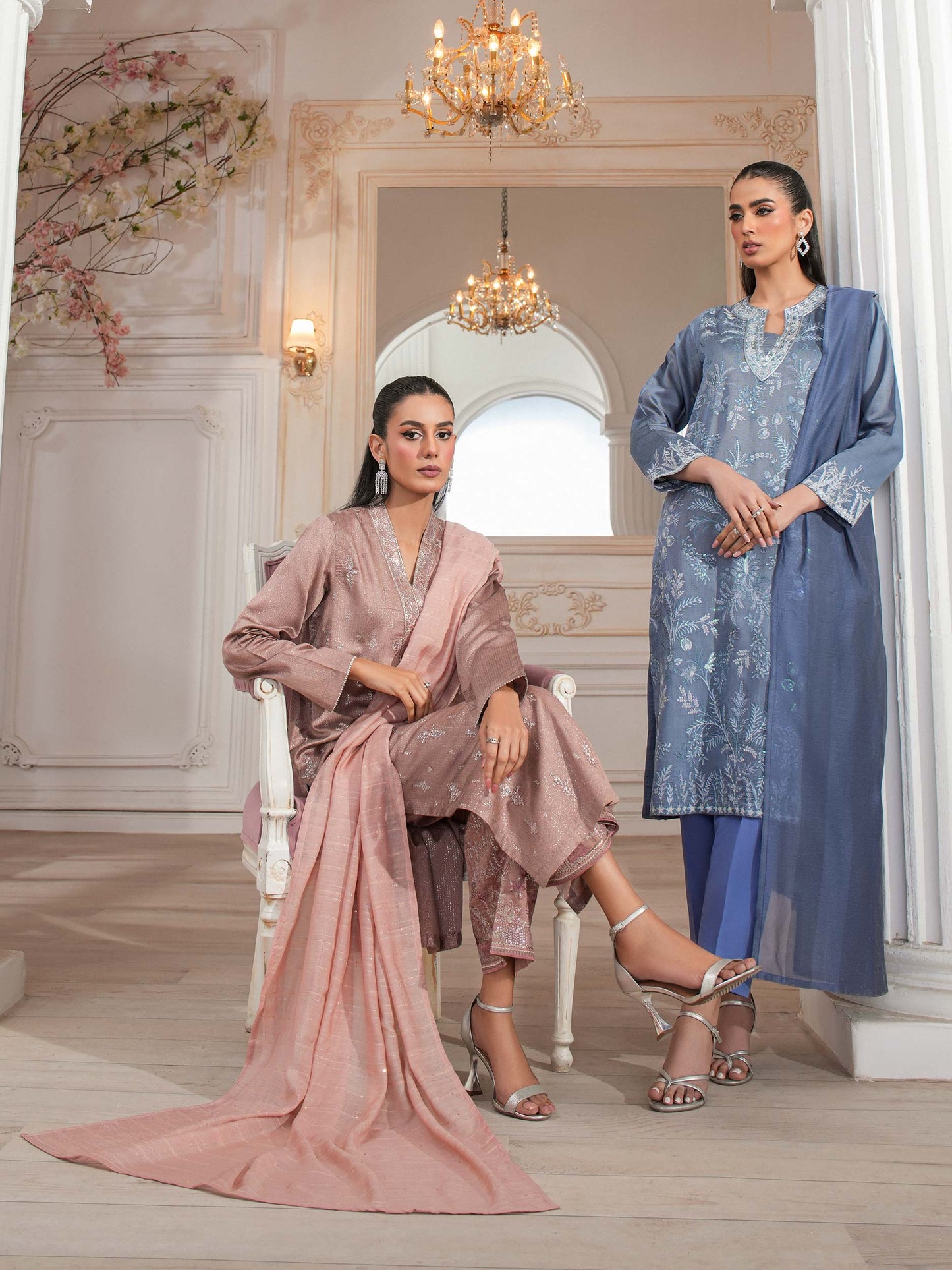 3 Piece Raw Silk Suit-Embroidered (Unstitched)