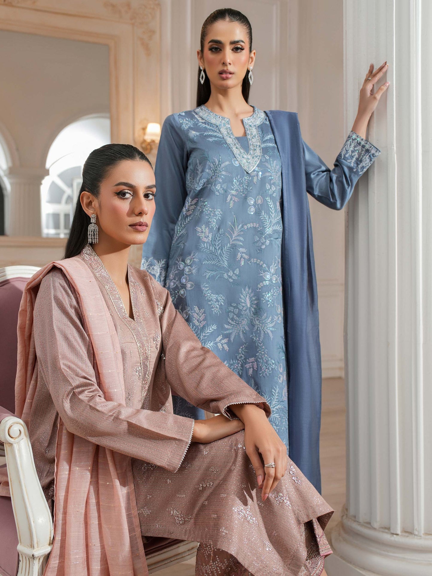 3 Piece Raw Silk Suit-Embroidered (Unstitched)