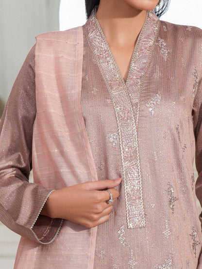 3 Piece Raw Silk Suit-Embroidered (Unstitched)