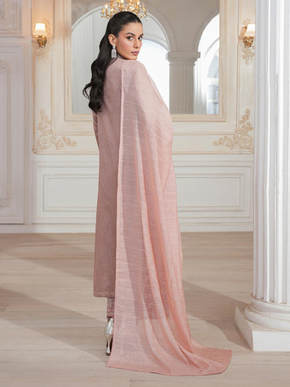 3 Piece Raw Silk Suit-Embroidered (Unstitched)