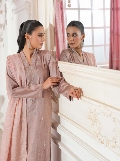 3 Piece Raw Silk Suit-Embroidered (Unstitched)